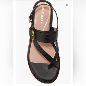 Cole Haan Black Textured Leather Buckle Sandal